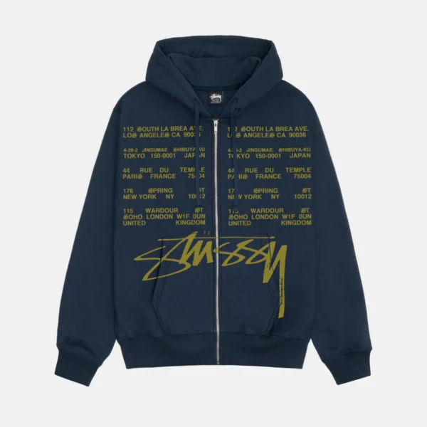 Locations Zip Navy Hoodie